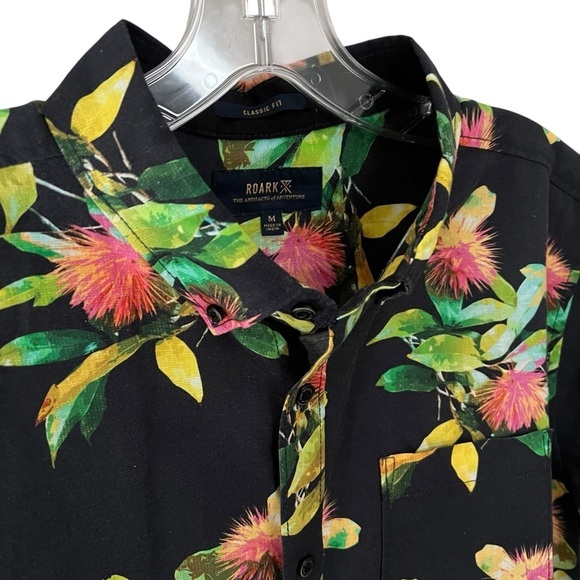 ROARK Scholar La Selva Button Down Linen Blend Shirt Tropic Floral Medium - Picture 3 of 6